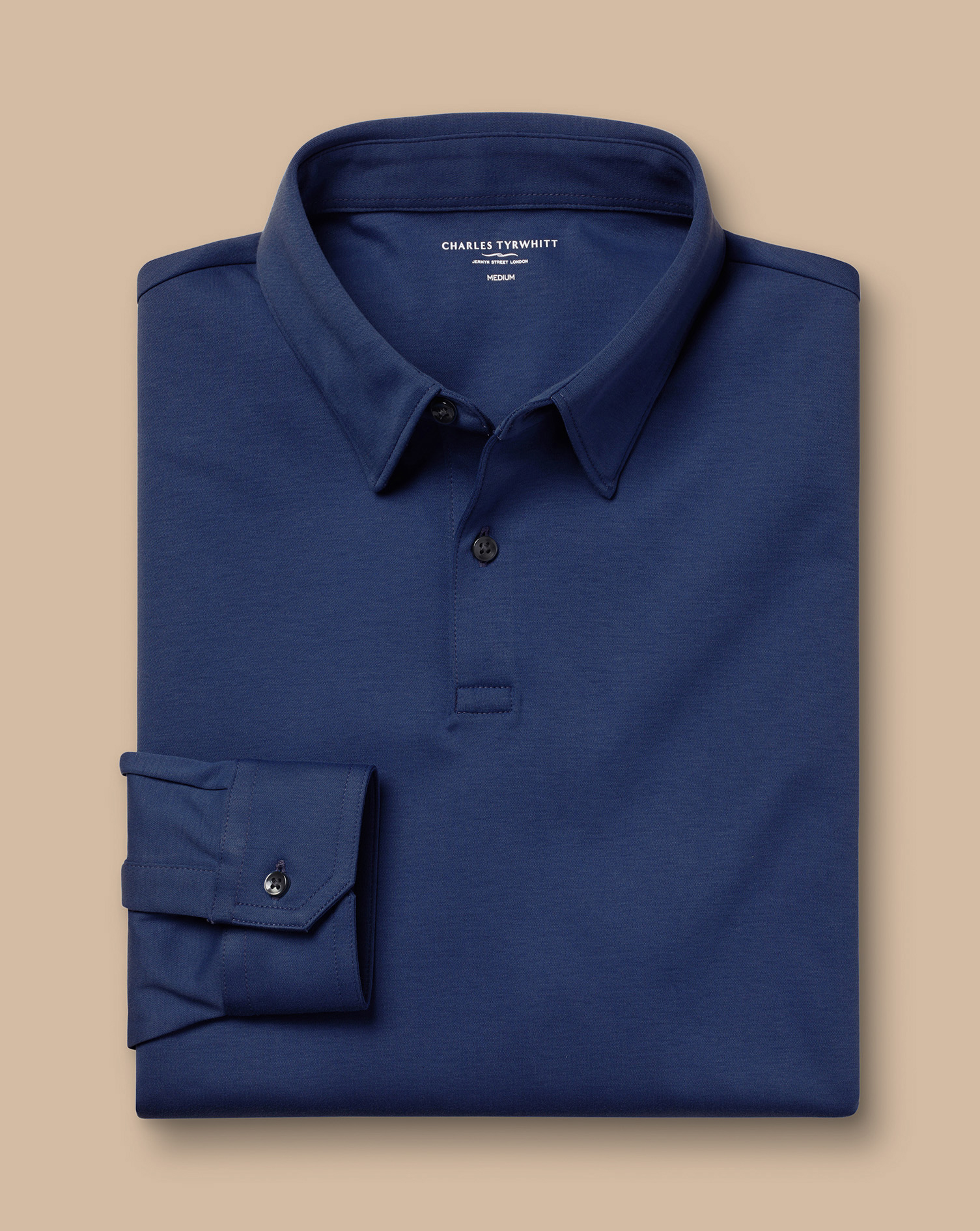 Long Sleeve Smart Jersey Polo - French Blue